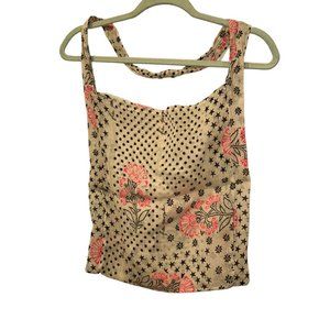 Free People Cotton printStar Flower polka dot hot pink blue re usable ba…